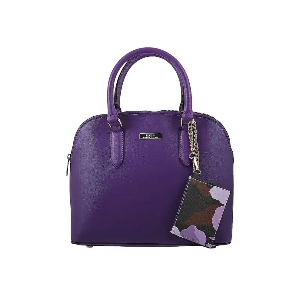 Trina Turk Purple Faux Leather Dome Crossbody Bag 11 x 5 x 9